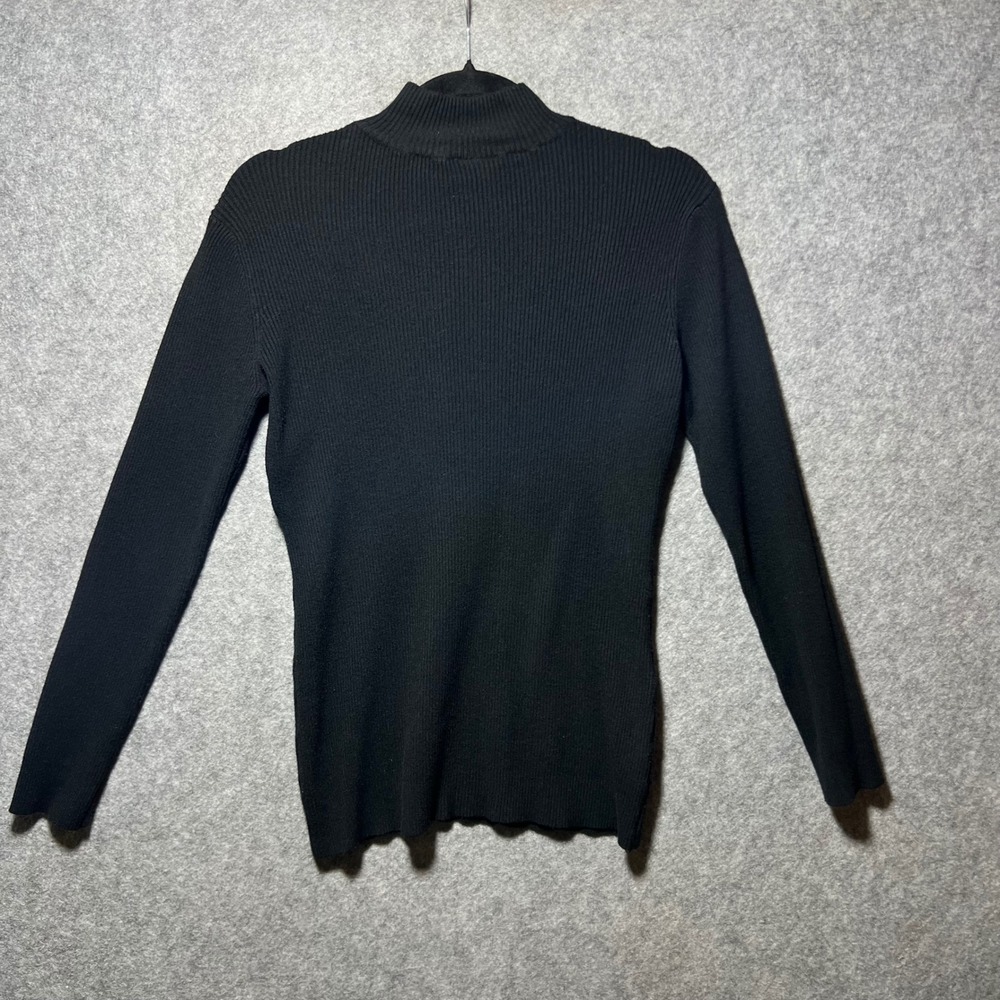 Vintage Y2K Black Ribbed Mock Neck Sweater Mesh Whimsigoth‎ M Embellished - Picture 8 of 8